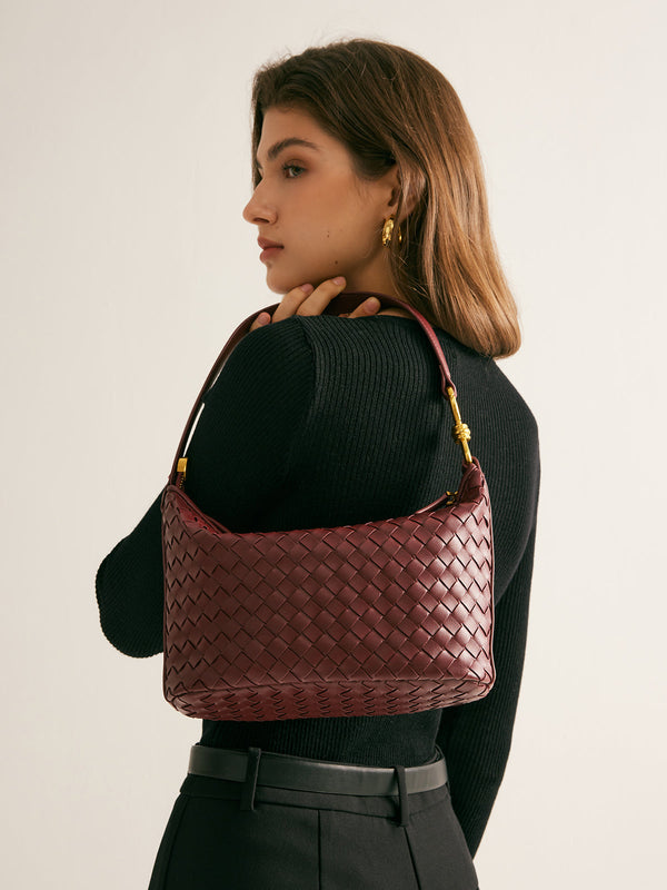 Bolsa Cloe Trançada - Alça de Ombro com Zíper e Textura Elegante
