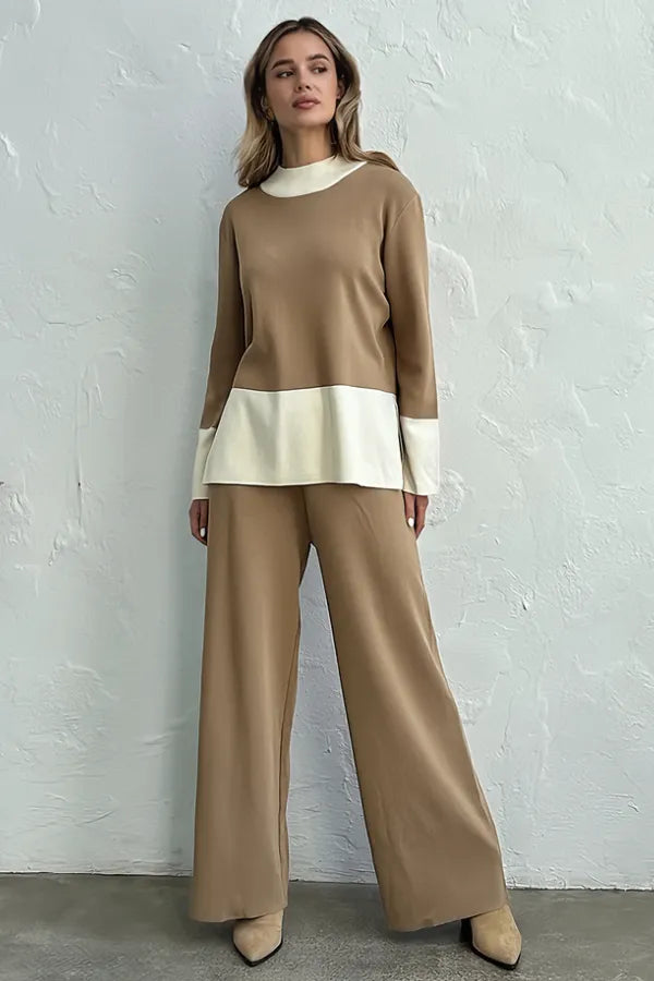Conjunto Velluto Duo - Tricô Bicolor com Gola Alta (2 peças)