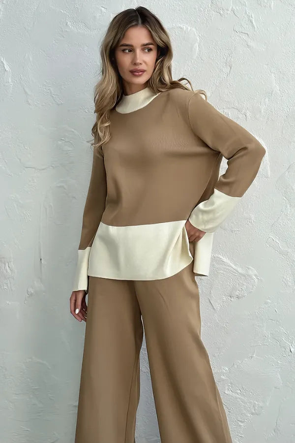 Conjunto Velluto Duo - Tricô Bicolor com Gola Alta (2 peças)
