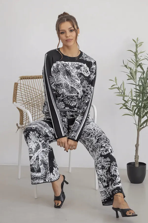 Conjunto Savana - Tricô com Estampa Animal (2 peças)