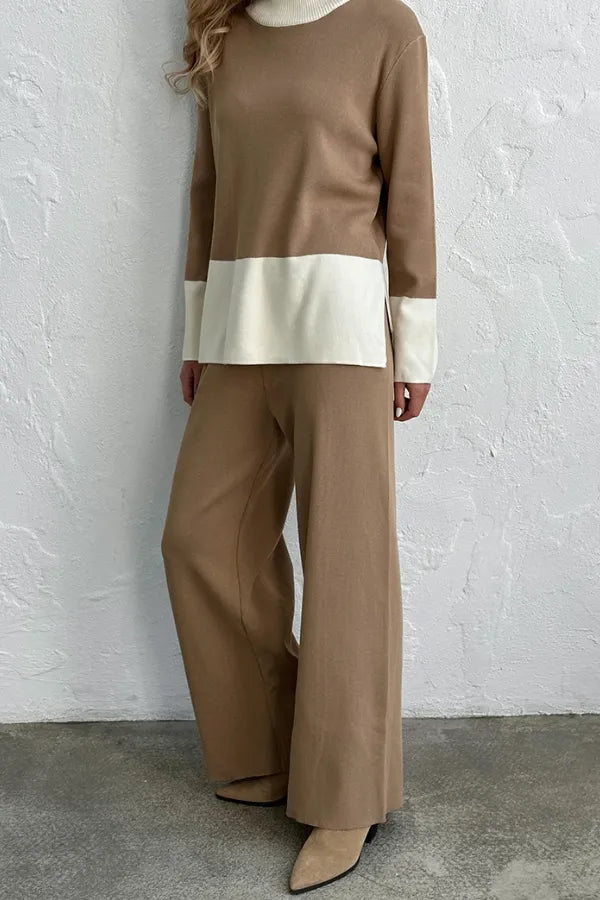Conjunto Velluto Duo - Tricô Bicolor com Gola Alta (2 peças)