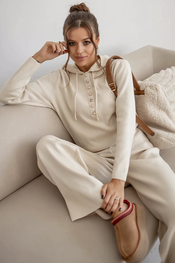 Conjunto Boreal Comfort - Tricô com Capuz e Caimento Solto (2 peças)