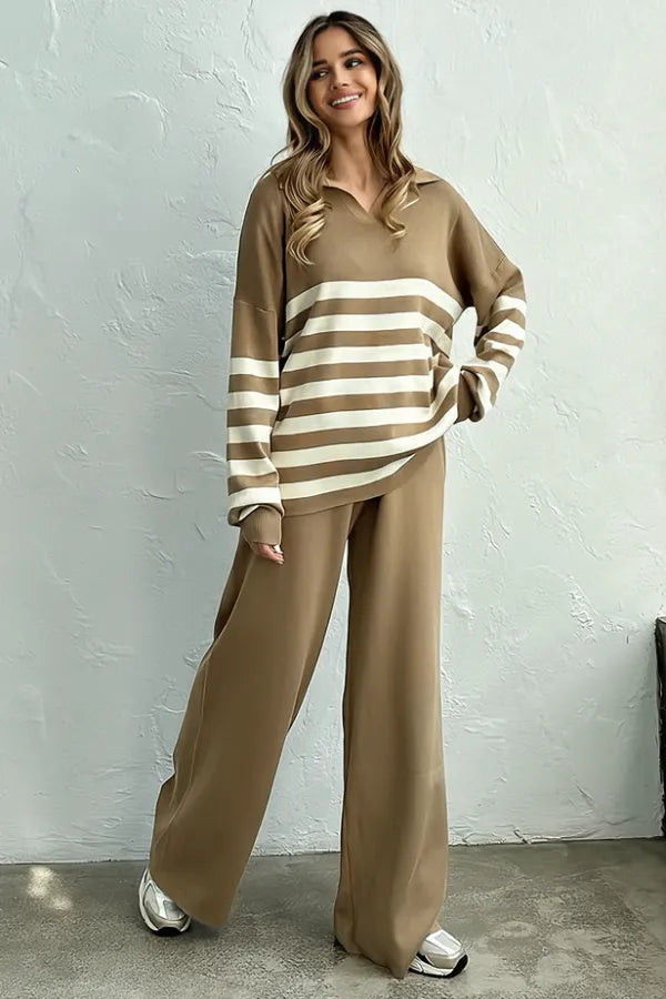 Conjunto Riviera Listrado - Tricô Leve com Caimento Solto (2 peças)