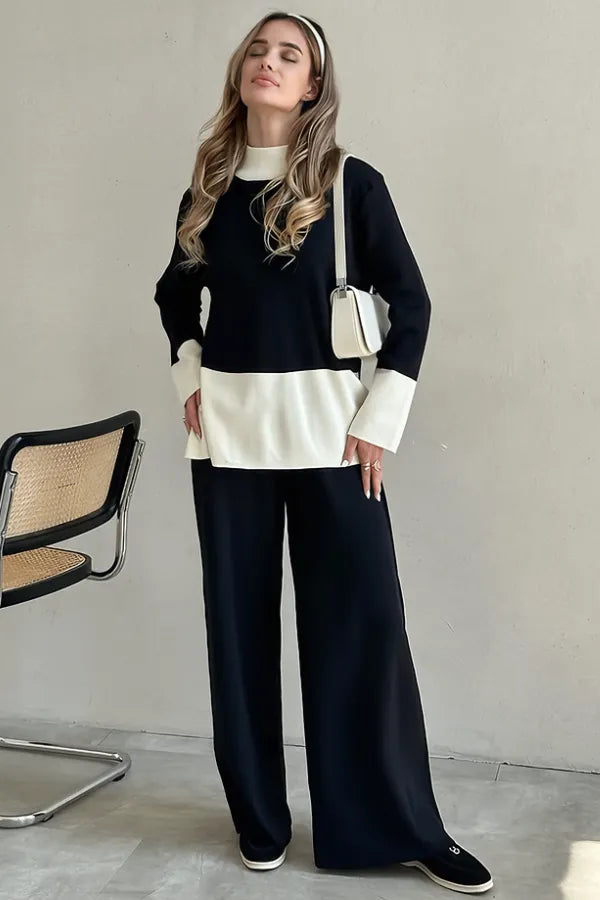 Conjunto Velluto Duo - Tricô Bicolor com Gola Alta (2 peças)