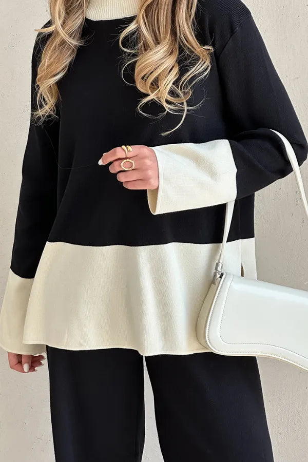 Conjunto Velluto Duo - Tricô Bicolor com Gola Alta (2 peças)
