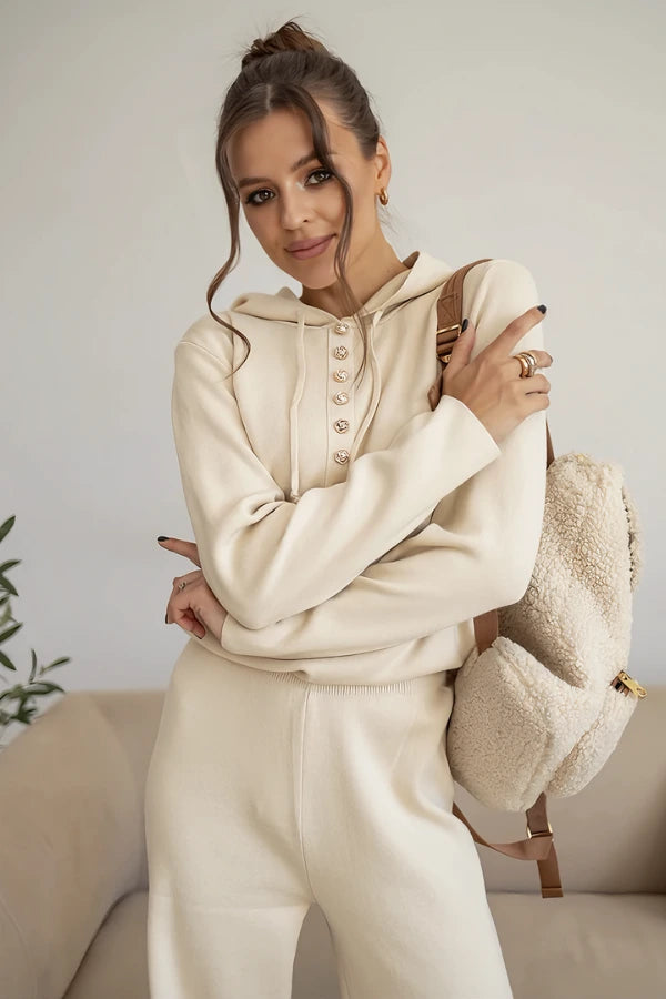 Conjunto Boreal Comfort - Tricô com Capuz e Caimento Solto (2 peças)