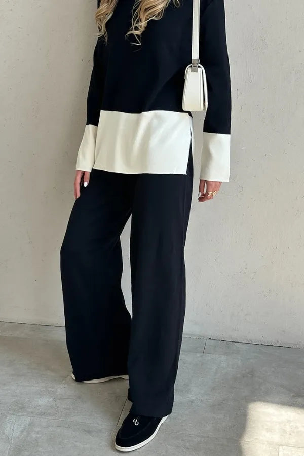 Conjunto Velluto Duo - Tricô Bicolor com Gola Alta (2 peças)