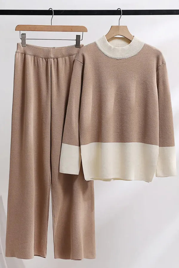 Conjunto Velluto Duo - Tricô Bicolor com Gola Alta (2 peças)