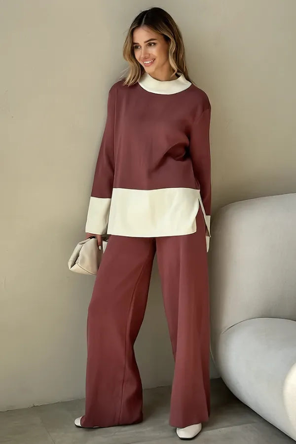Conjunto Velluto Duo - Tricô Bicolor com Gola Alta (2 peças)
