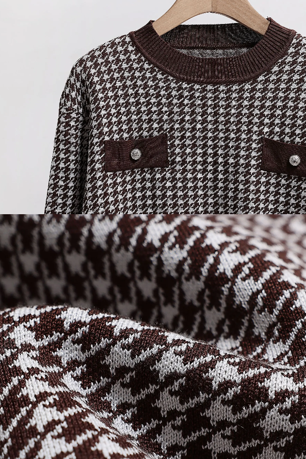 Conjunto Amélia - Tricô com Botões Decorativos e Modelagem Reta (2 peças)