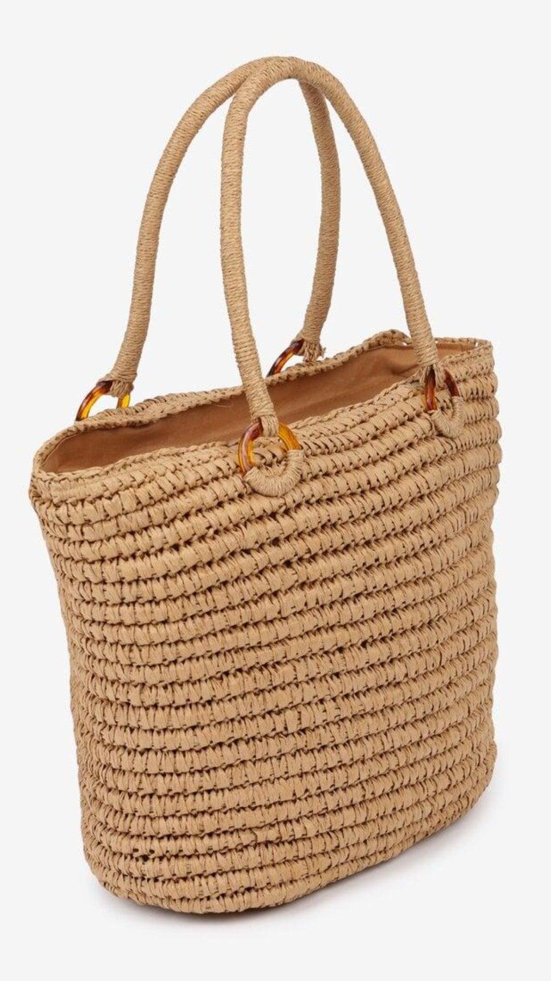 Bolsa Riviera - Estruturada com Alças Revestidas em Palha