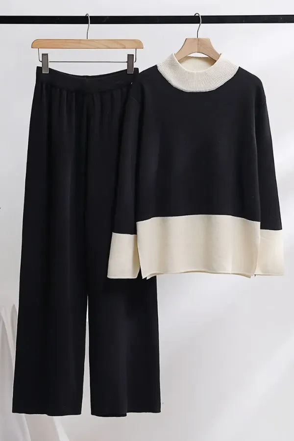 Conjunto Velluto Duo - Tricô Bicolor com Gola Alta (2 peças)