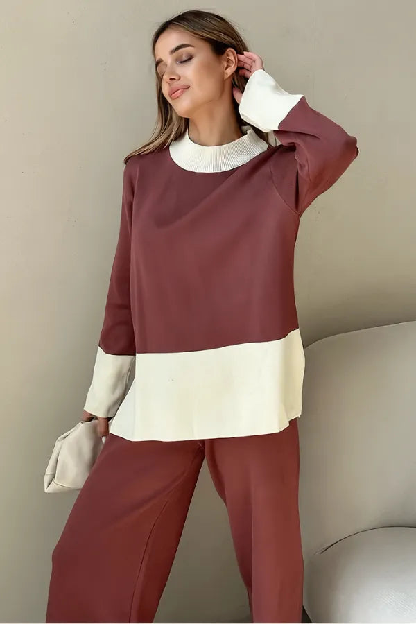 Conjunto Velluto Duo - Tricô Bicolor com Gola Alta (2 peças)