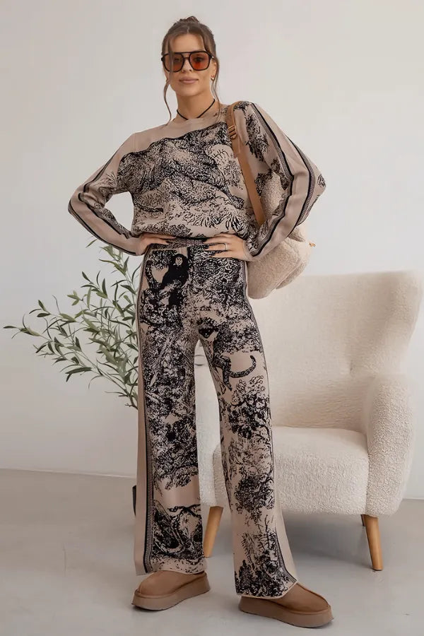Conjunto Savana - Tricô com Estampa Animal (2 peças)