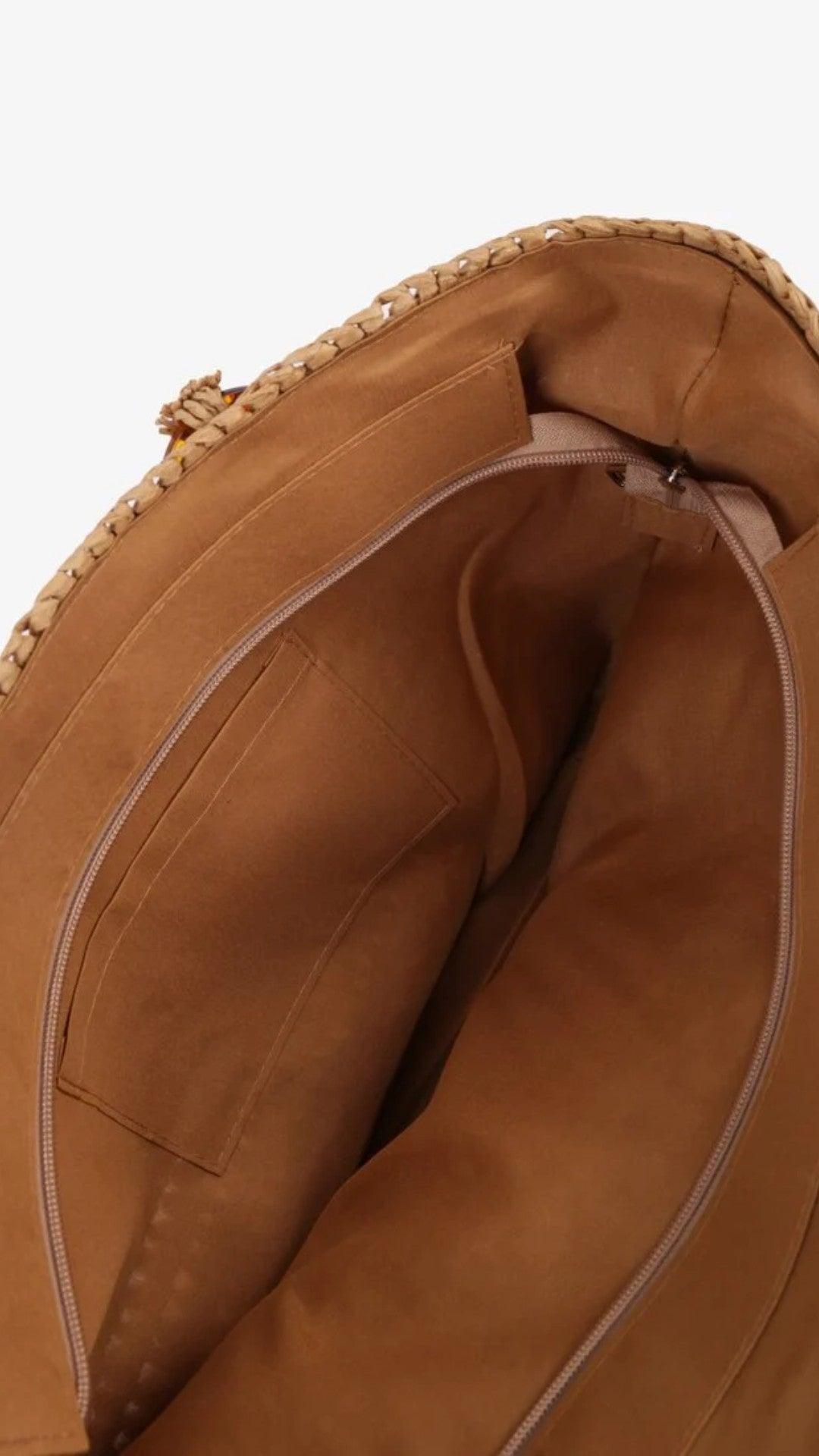 Bolsa Riviera - Estruturada com Alças Revestidas em Palha