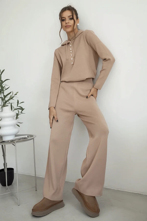 Conjunto Boreal Comfort - Tricô com Capuz e Caimento Solto (2 peças)