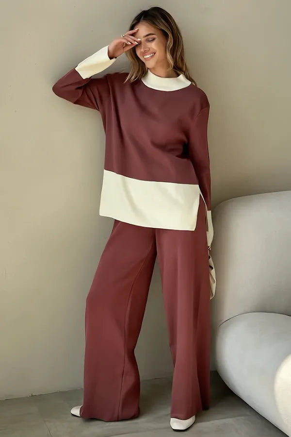 Conjunto Velluto Duo - Tricô Bicolor com Gola Alta (2 peças)