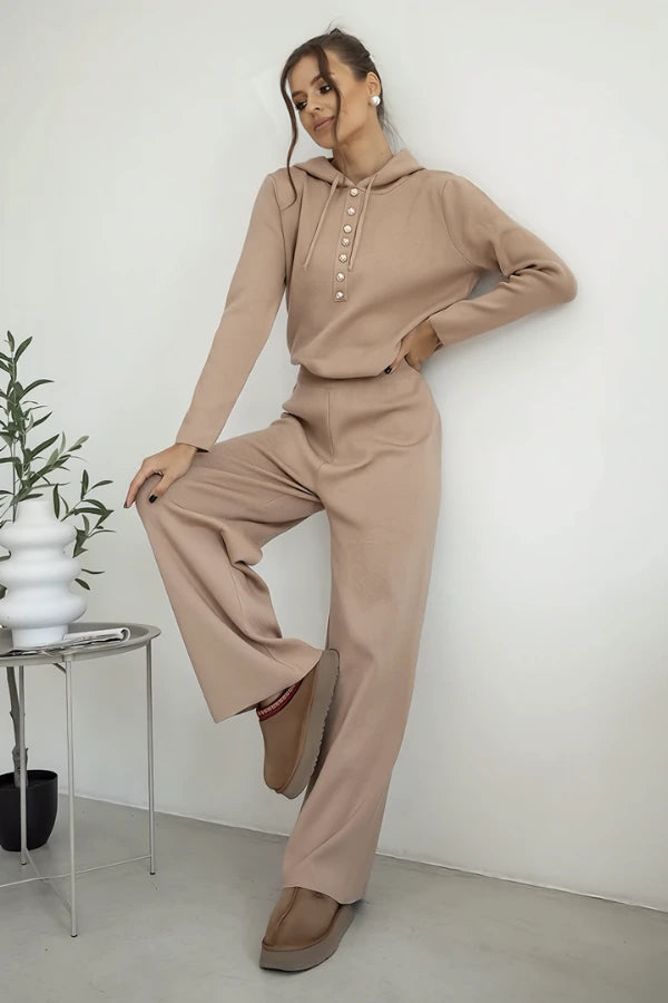 Conjunto Boreal Comfort - Tricô com Capuz e Caimento Solto (2 peças)
