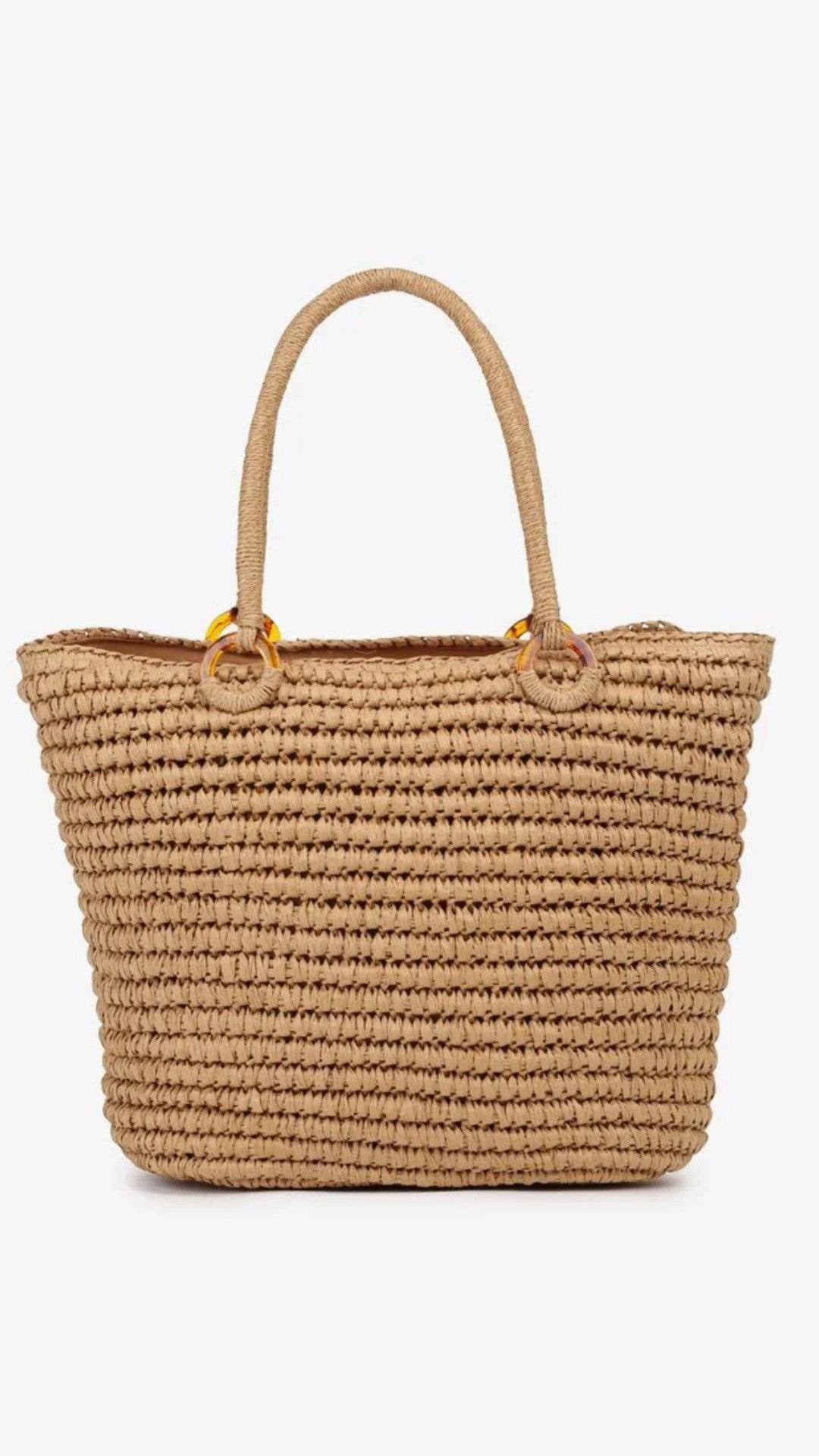 Bolsa Riviera - Estruturada com Alças Revestidas em Palha