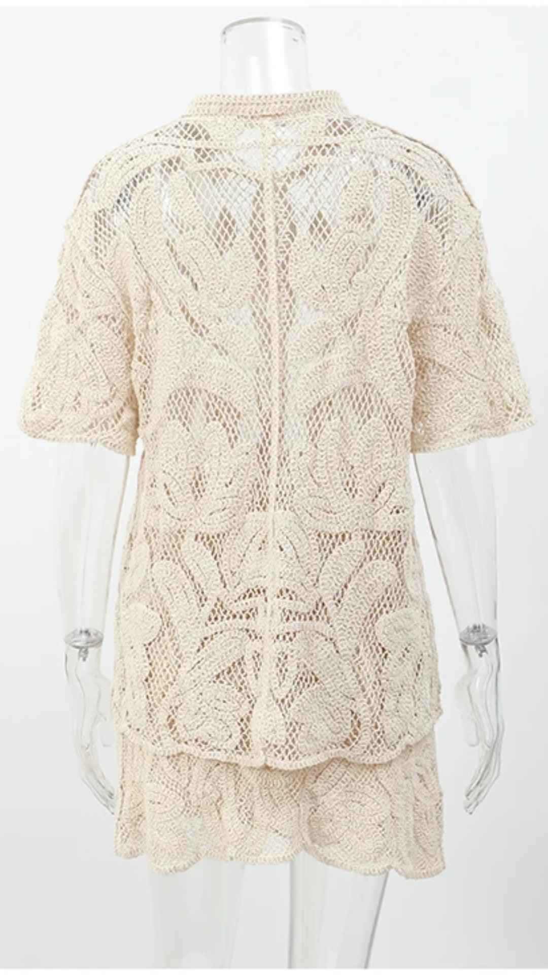 Conjunto Villa Amora - Camisa e Saia em Crochê com Toque Artesanal