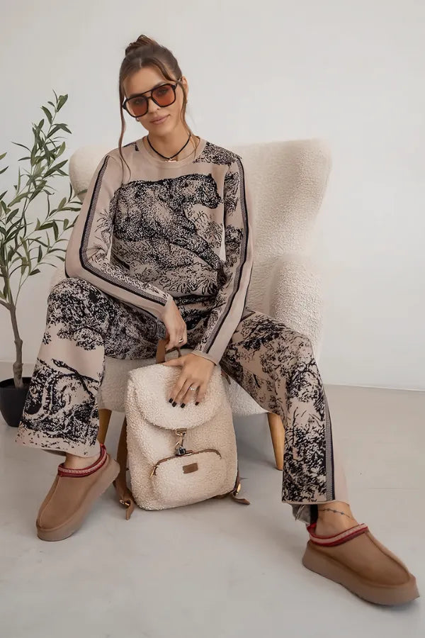 Conjunto Savana - Tricô com Estampa Animal (2 peças)