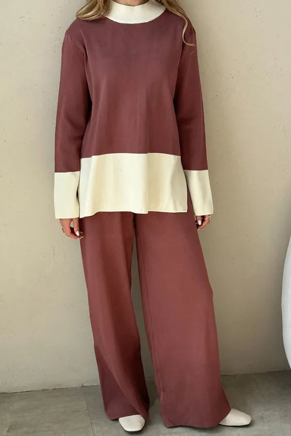 Conjunto Velluto Duo - Tricô Bicolor com Gola Alta (2 peças)