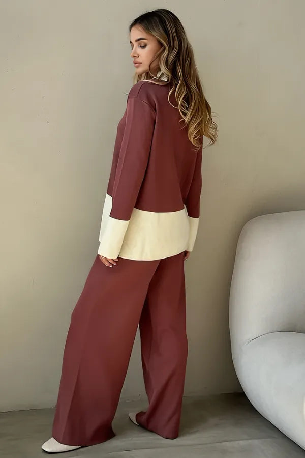 Conjunto Velluto Duo - Tricô Bicolor com Gola Alta (2 peças)