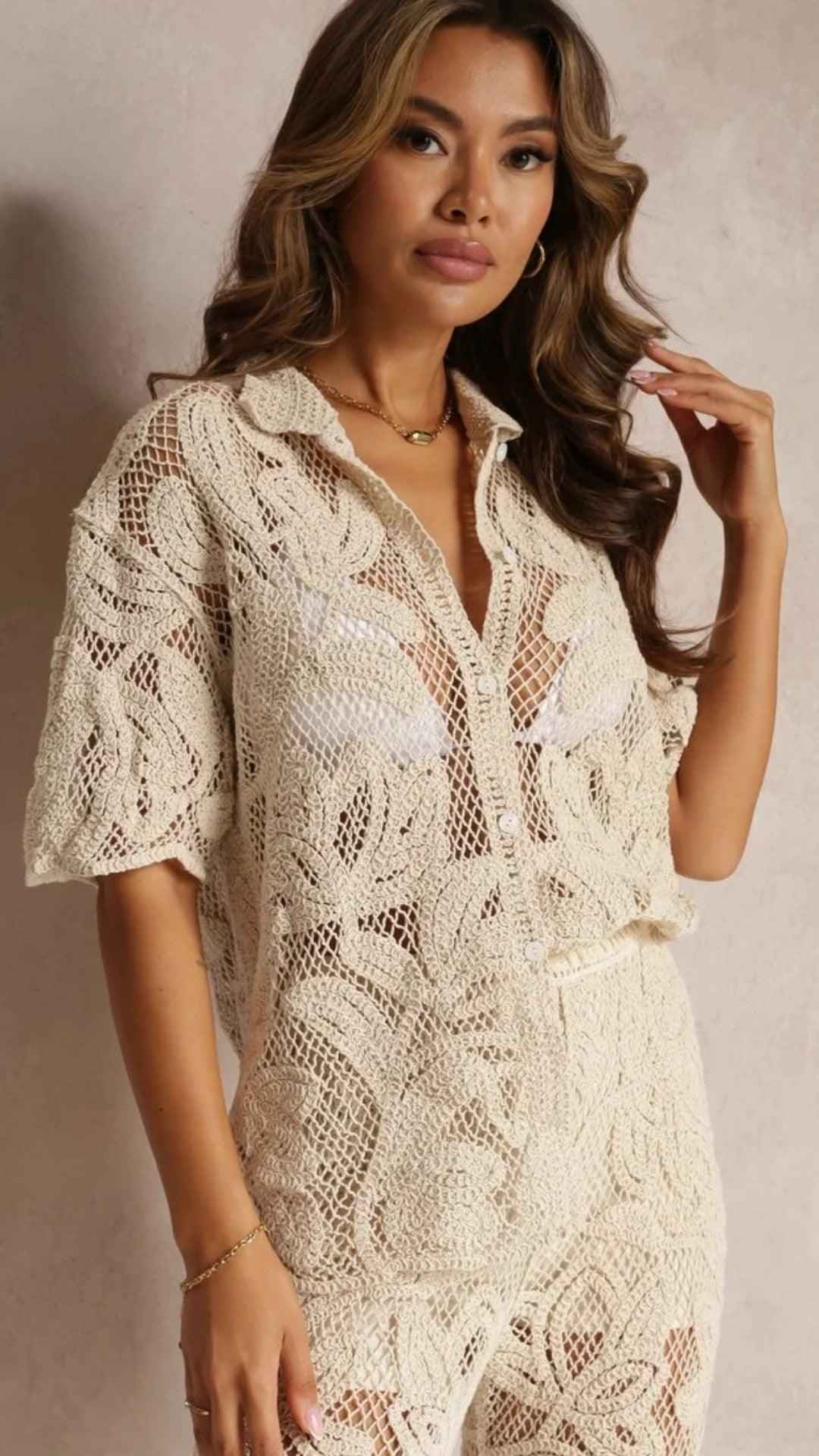Conjunto Costa Serena - Camisa e Calça em Crochê com Toque Artesanal