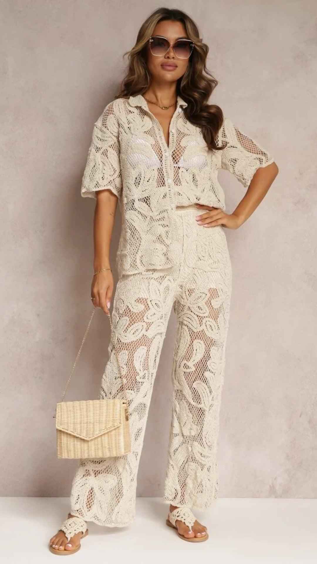 Conjunto Costa Serena - Camisa e Calça em Crochê com Toque Artesanal