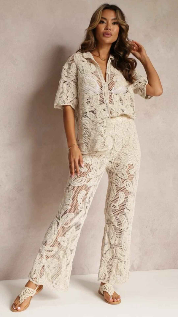 Conjunto Costa Serena - Camisa e Calça em Crochê com Toque Artesanal