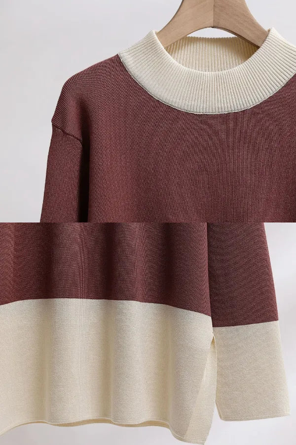 Conjunto Velluto Duo - Tricô Bicolor com Gola Alta (2 peças)